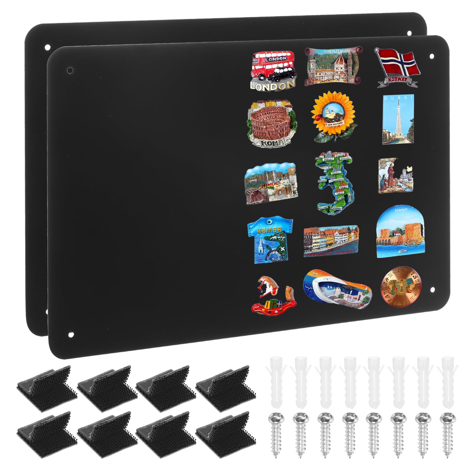 PATIKIL 11x17 Magnetic Board, 2pcs Magnet Board Magnetic Wall Board Bulletin Board Small Metal Display Board Steel for Wall Magnets Collection Display Photo Spice Note Craft Fridge, Black