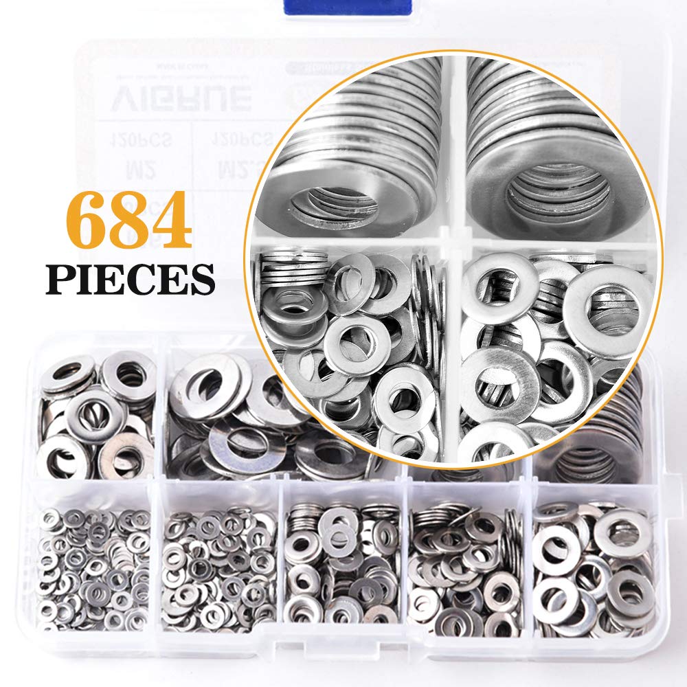 VIGRUE 684pieces Stainless Steel Flat Washers Hardware Assortment Set M2 M2.5 M3 716253242684 eBay