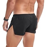 AMY COULEE Mens Cotton Gym Shorts Bodybuilding Lifting Lounge Split Shorts Lightweight Sleep Bottoms