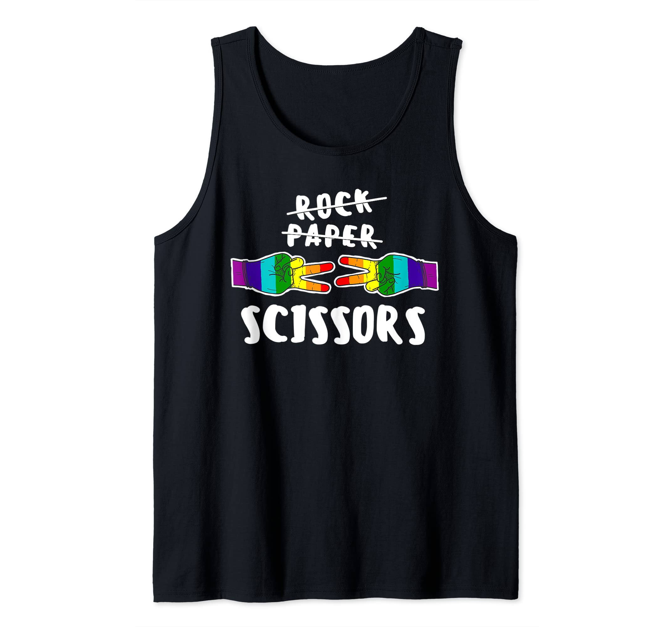 Rock Paper Scissors LGBT-Q Gay Pride Proud Ally Rainbow Flag Tank Top