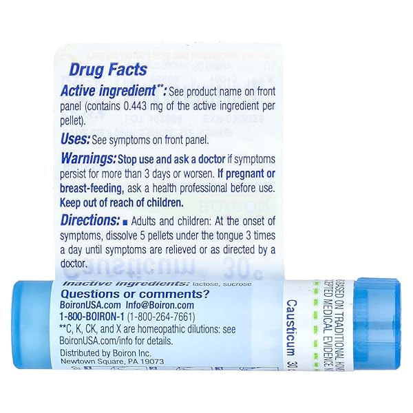 BOIRON CAUSTICUM 30C, 80 PELLETS, HOMEOPATHIC MEDICINE FOR BED-WETTING AND BLADDER INCONTINENCE