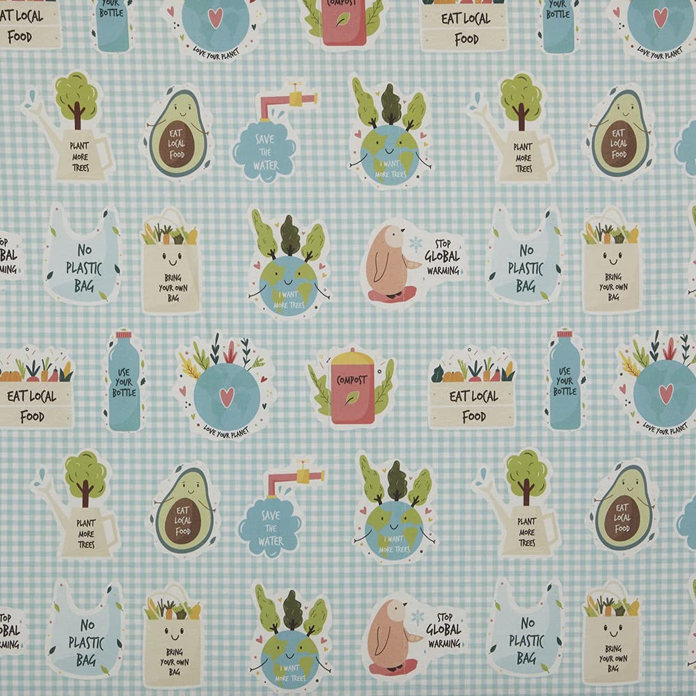 Kt KILOtela - Digital Printed Canvas Fabric, Upholstery, Cushions, Curtains, Half Panama Cotton, Retal 100 cm Length x 280 cm Width | Sustainability Eco - Blue ─ 1 meter