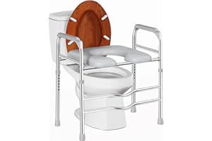 Deewow Raised Toilet Seat with Handles, Heavy Duty Toilet Seat Riser for Seniors with Height Adjustable, up to 400lbs, Toilet Chair for Elderly, Pregnant and Handicap, Fit Any Toilet, White