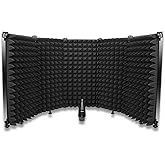 Studio Recording Mic Isolation Shield, Foldable Microphone Shield Acoustic Foam, Portable Vocal Booth Microphone Reflection F