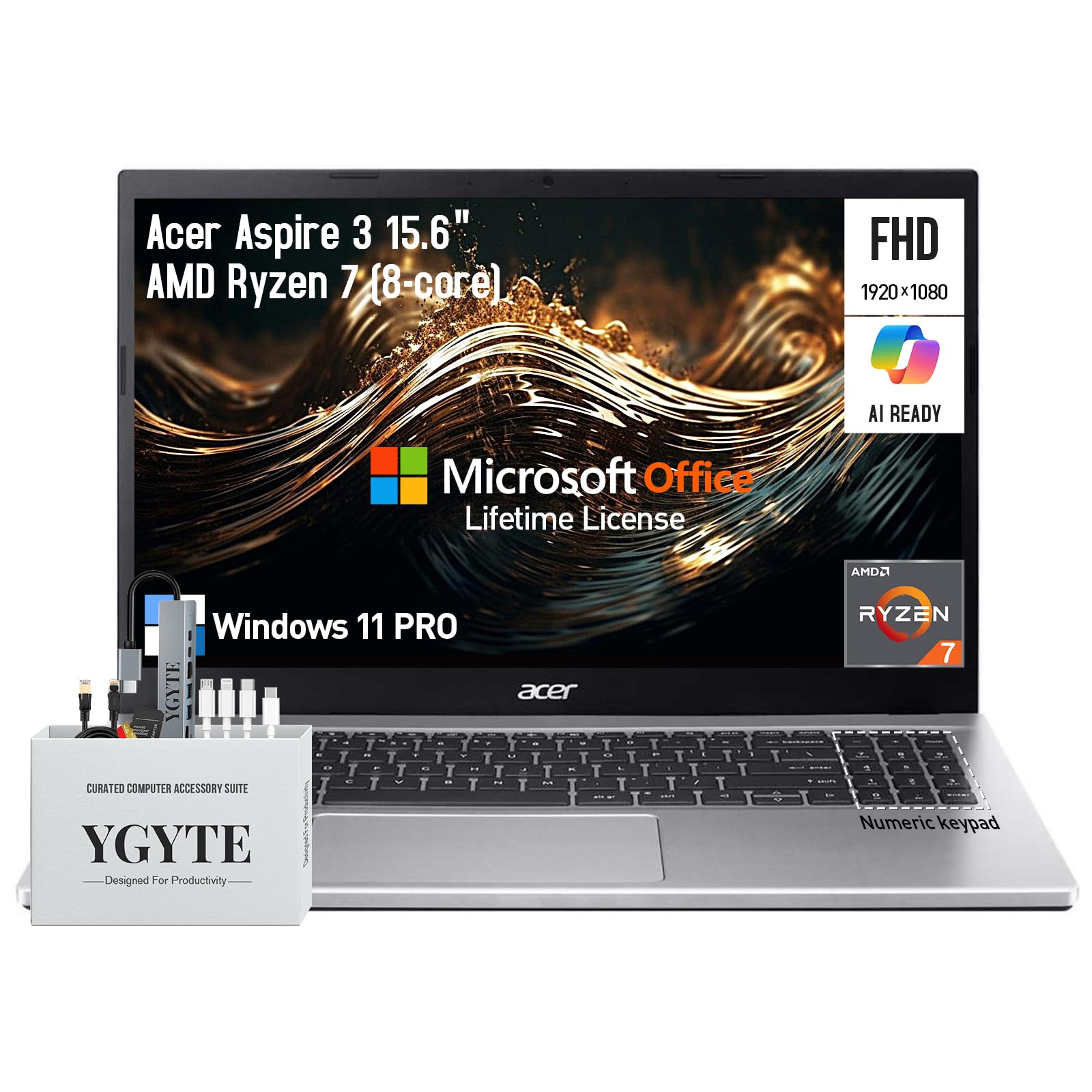 acer Aspire 3 15.6 Laptop Computer, 15 Inch FHD