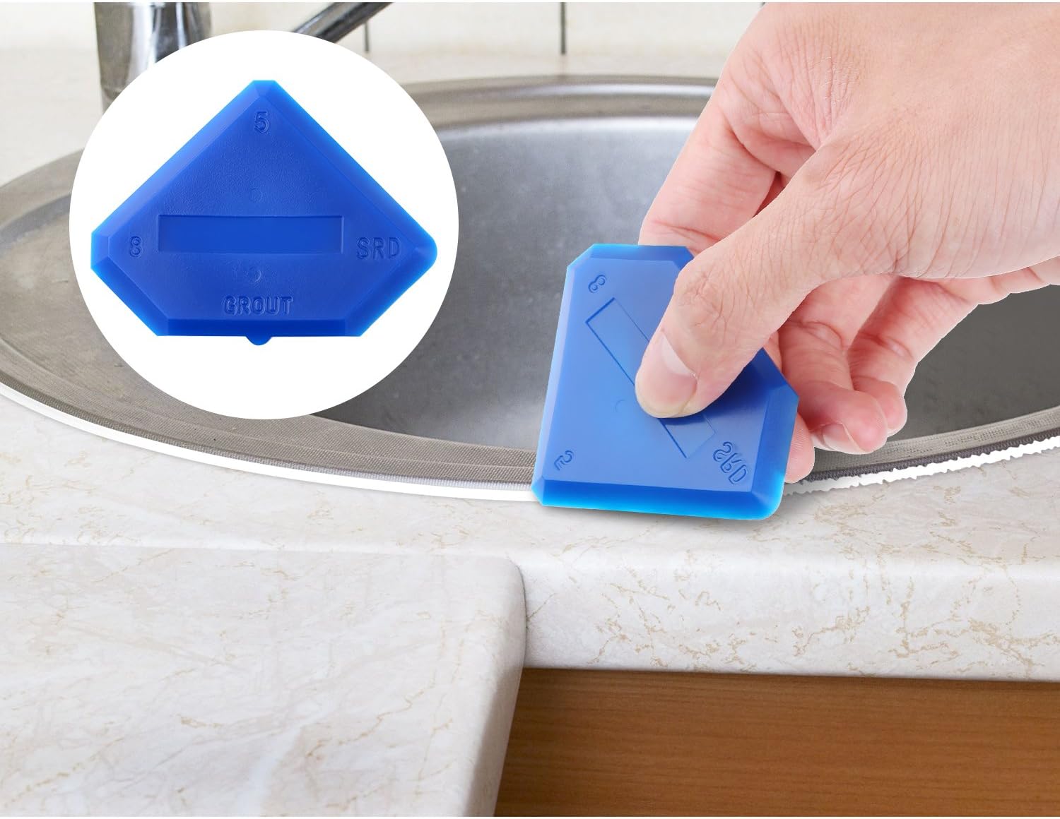 Outus 2 Pieces Caulking Tool Set Silicone Sealant Grout Finishing Tool for Kitchen Bathroom Floor Sealant Sealing, Blue - - 