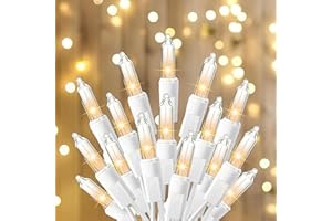 TW SHINE Warm White Christmas Lights, 20FT 100 Count Incandescent White Wire Christmas Tree Lights, Waterproof Xmas String Lights for Outdoor Indoor Home Party Decorations