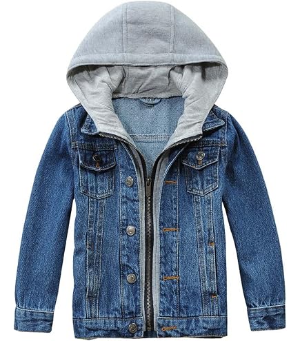 Amazon.com: amropi Boys Jean Jacket Kids Hooded Denim Jackets