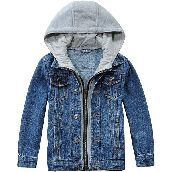 Amazon.com: Cromoncent Boy's Denim Outerwear Jackets with Hood