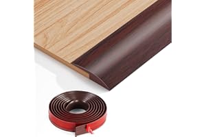 KOOTETA Floor Transition Strip Self Adhesive,Carpet & Flooring Transitions Edging Trim Strip,Vinyl Threshold Strip Suitable for Threshold Height Within 5mm (118inch, Deep Brown Wood Grain)