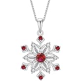 JIWOY Snowflakes Necklace 925 Sterling Silver Pendant Birthstone Jewelry for Women