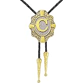 GelConnie Bolo Tie for Men Gold Western Ties Cowboy Necktie Womens Bolo Tie Leather Tie Bola Ties Initial Letter A to Z