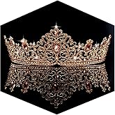 Ahoney Gold Crown Queen Crowns Champagne Gold Tiara for Women Rhinestone Bride Headband Princess Decoration for Wedding Party Prom Halloween