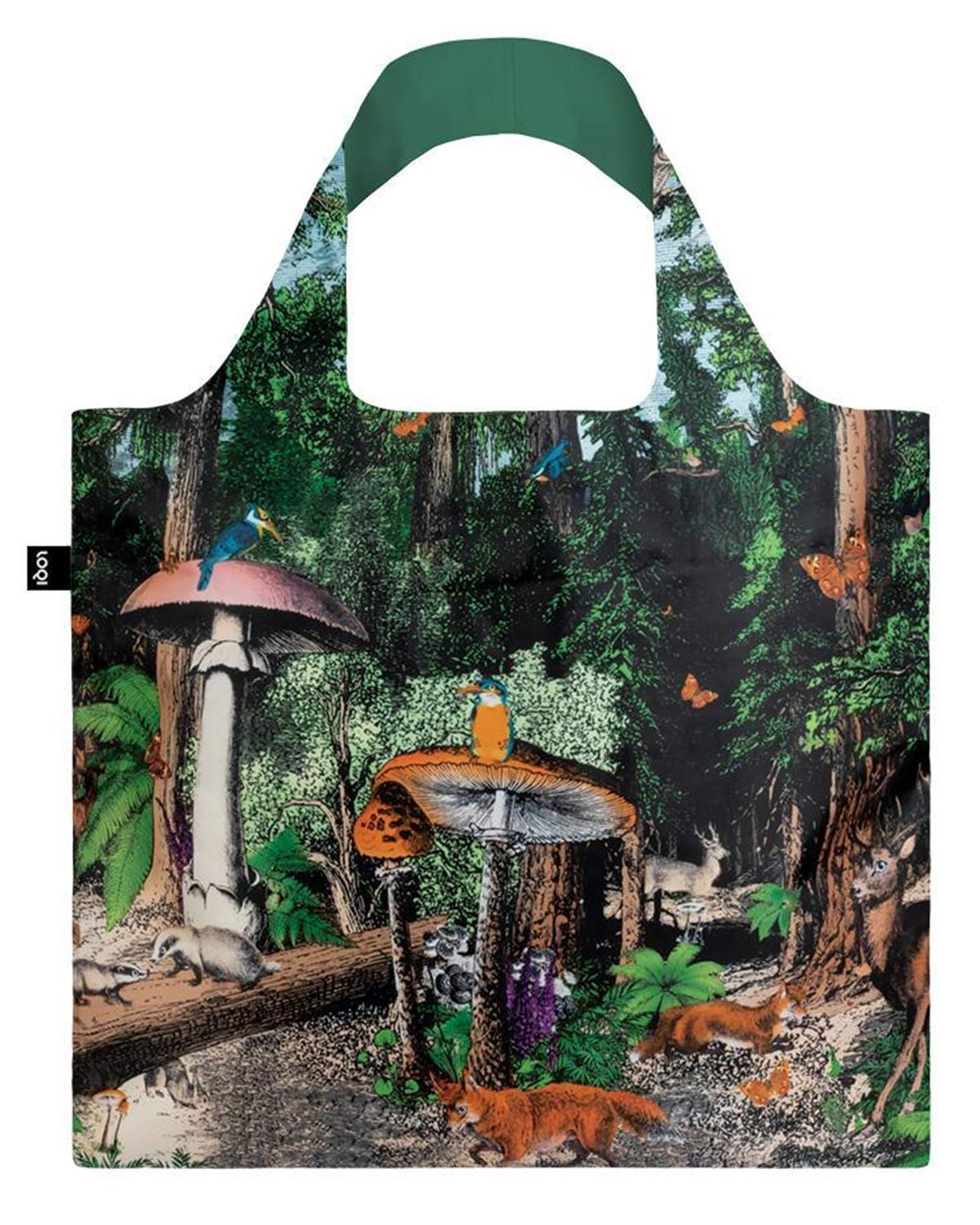 LOQI Artist Kristjana S Williams Interiors Reusable Shopping Bag, O/S, Black Forest