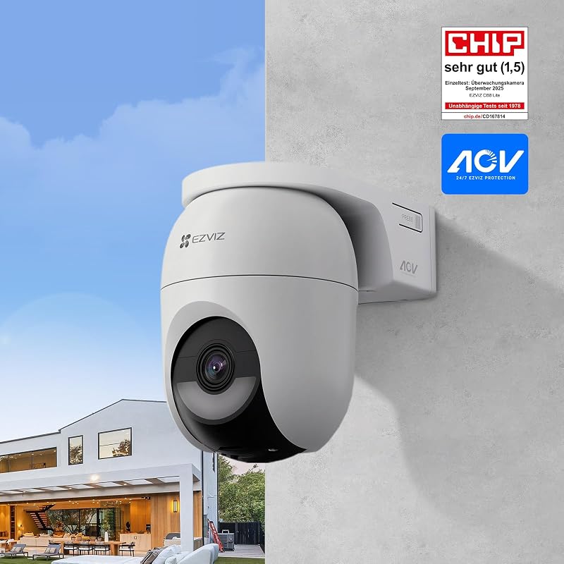 4MP PTZ Überwachungskamera Aussen Akku, Kabellose WLAN-Außenkamera, 360° Überwachung, Farbnachtsicht, KI Personen- und Fahrzeugerkennung, 2-Wege-Audio, CB8 Lite 2er Pack + 5W Solarpanel
