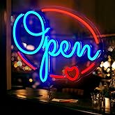 FITNATE Open Sign for Business, 16"x 12" Brightness Adjustable Neon Open Sign USB Powered Ultra Bright Led Light Sign for Window Bar Store Party Decor