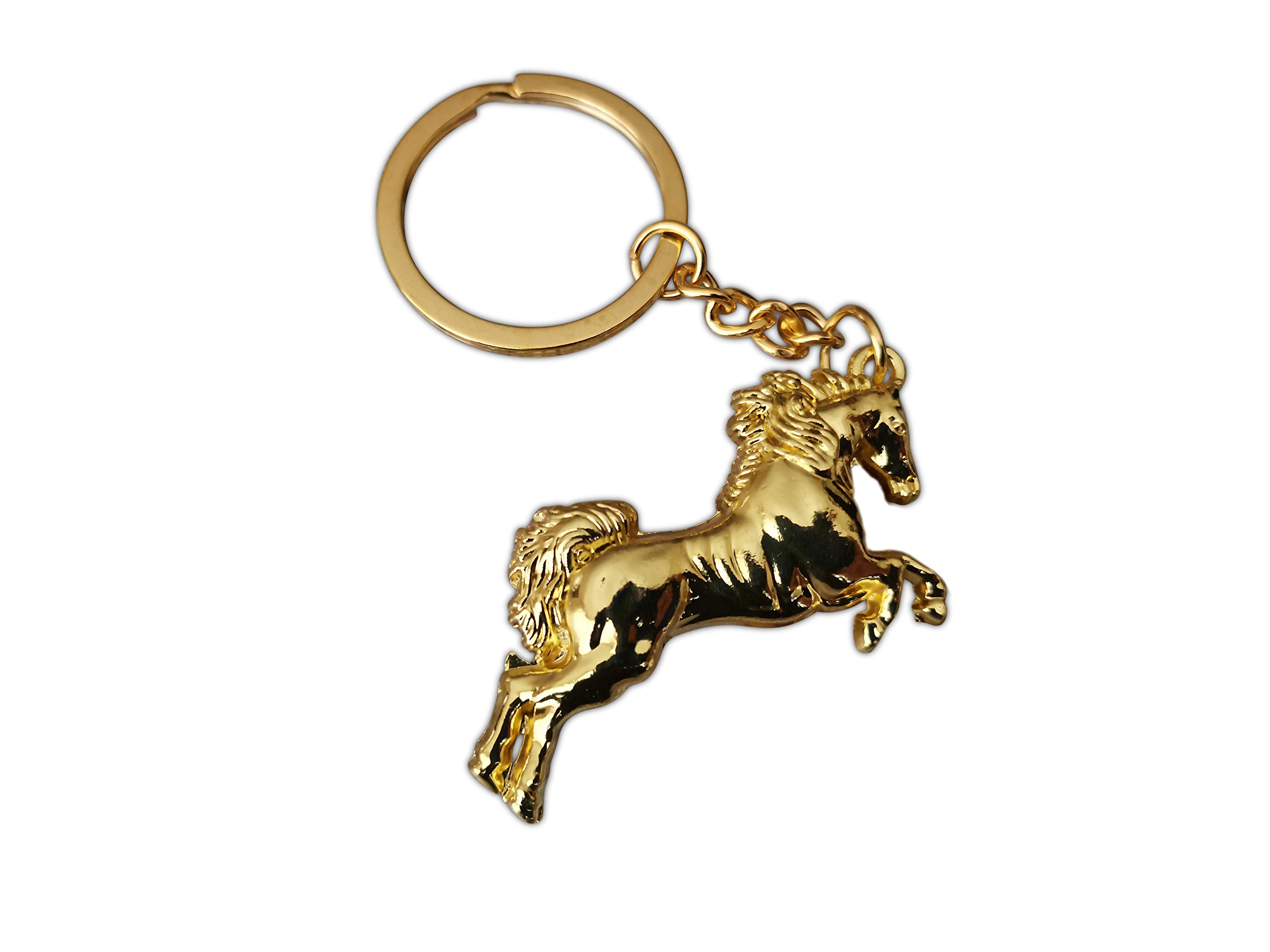 Eillwin Gold-Tone Horse Keychain, 3D Galloping Stallion Keyring, Elegant Metal Animal Key Chain for Women & Girls, Equestrian Gift for Horse Lovers