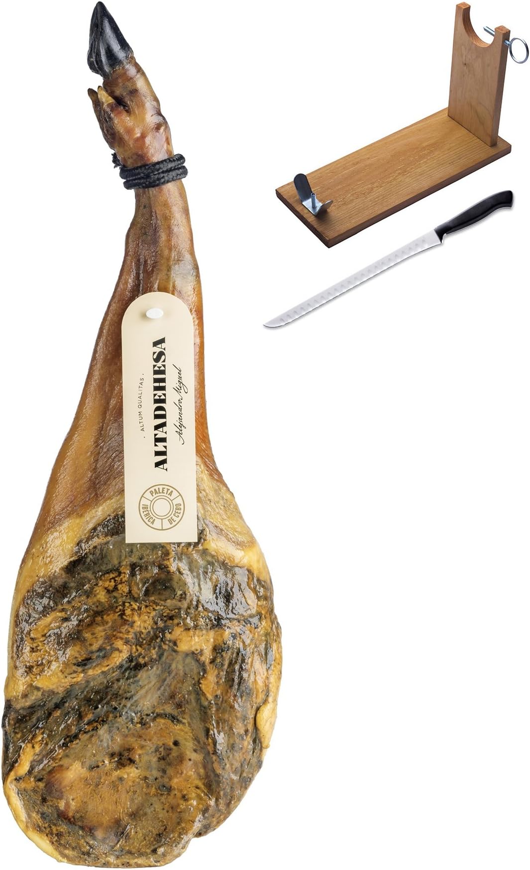 Iberico Ham (Shoulder) Grass-fed Altadehesa 4 - 4.5 Kg + Ham Stand - Spanish Jamon Pata Negra