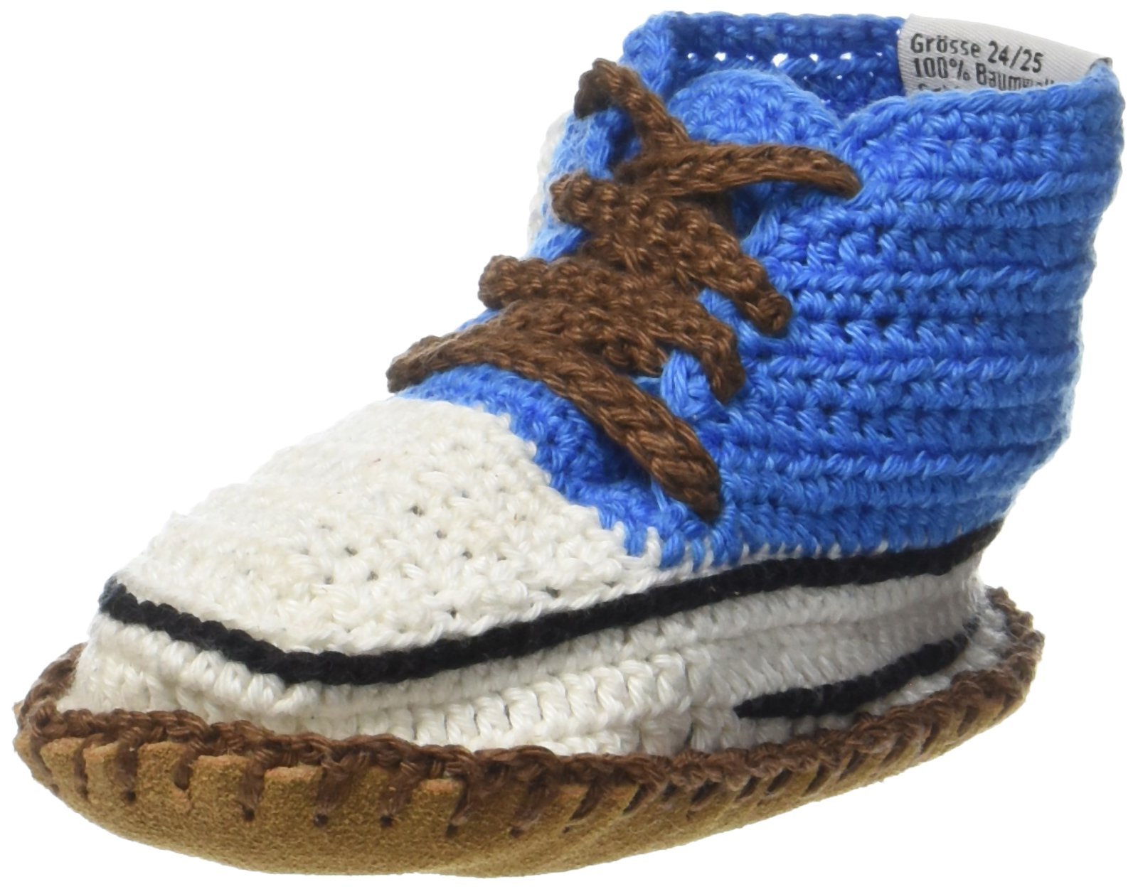 Baobab Schuhe, Hand-Crocheted Baby Organic Trainers with Non-Slip Suede Sole, 21-24 Months (blue4)