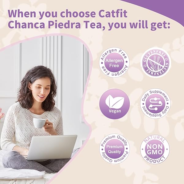 CATFIT CHANCA PIEDRA HERBAL TEA FOR LIVER, BLADDER & KIDNEY HEALTH, URINARY SYSTEM & GALLBLADDER CARE – CAFFEINE-FREE, NON-GMO – 40 TEA BAGS OF DRIED CHANCAPIEDRA LEAVES