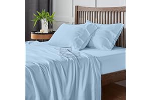 COTTINGTON LANE Cottinton Lane 4 Piece RV King 72 x 80 Size Sheet Set, Premium 100% Cotton Bed Sheets Sets, 16 Inch Deep Pocket with Elastic All Around, Soft & Luxurious Hotel Quality Sheets, Light Blue Solid