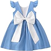 Cemion Baby Girl Dress Toddler Girl Clothes Halter Backless Big Bow Sleeveless Solid Color Summer Dresses