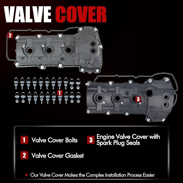 MITZONE VALVE COVER SET COMPATIBLE WITH FORD EDGE EXPLORER F-150 FLEX MUSTANG TAURUS TRANSIT 150 250 350 LINCOLN CONTINENTAL MKS MKT MKZ MKX 3.5L 3.7L 2011-2020 NON-TURBOCHARGED (RIGHT+LEFT)