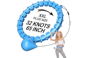 HCOIW Plus Size Silent Weighted Hula Infinity Fitness Detachable Hoops 65-Inch 32 Knot, Smart Noiseless Infinity Hula for Women, Waist and Abdominal Home Weight Loss Exercise Fit Hoop