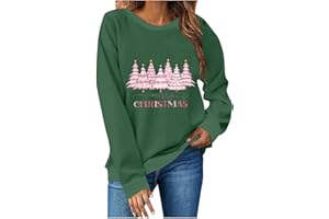 FOCLMP Womens Merry Christmas Crewnecks Sweatshirt Graphic Holiday Tops Long Sleeve Shirts Sweater Funny Ladies Clothes 2024