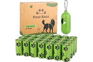 Dog Poop Bags Rolls Scented: Easy Tear Dog Waste Bags 27 Rolls 540 Counts with Dispenser Leakproof & Large Poop Bag for Dogs 