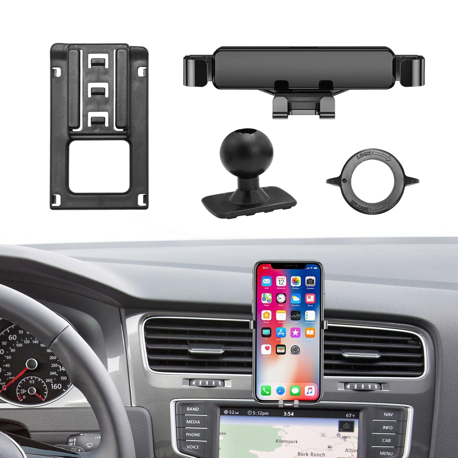 TTCR-II Customized Car Phone Holder Compatible with Volkswagen Golf 7 2014 2015 2016 2017 2018 2019 2020, Smartphone Mount Mobile Phone Cradle golf MK7 Car Accessories, Smartphones Support