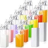 Cunhill 12 Pcs 17 oz Milk Carton Water Bottles Plastic Clear Milk Bottles Portable Reusable Leakproof Carton Water Container 