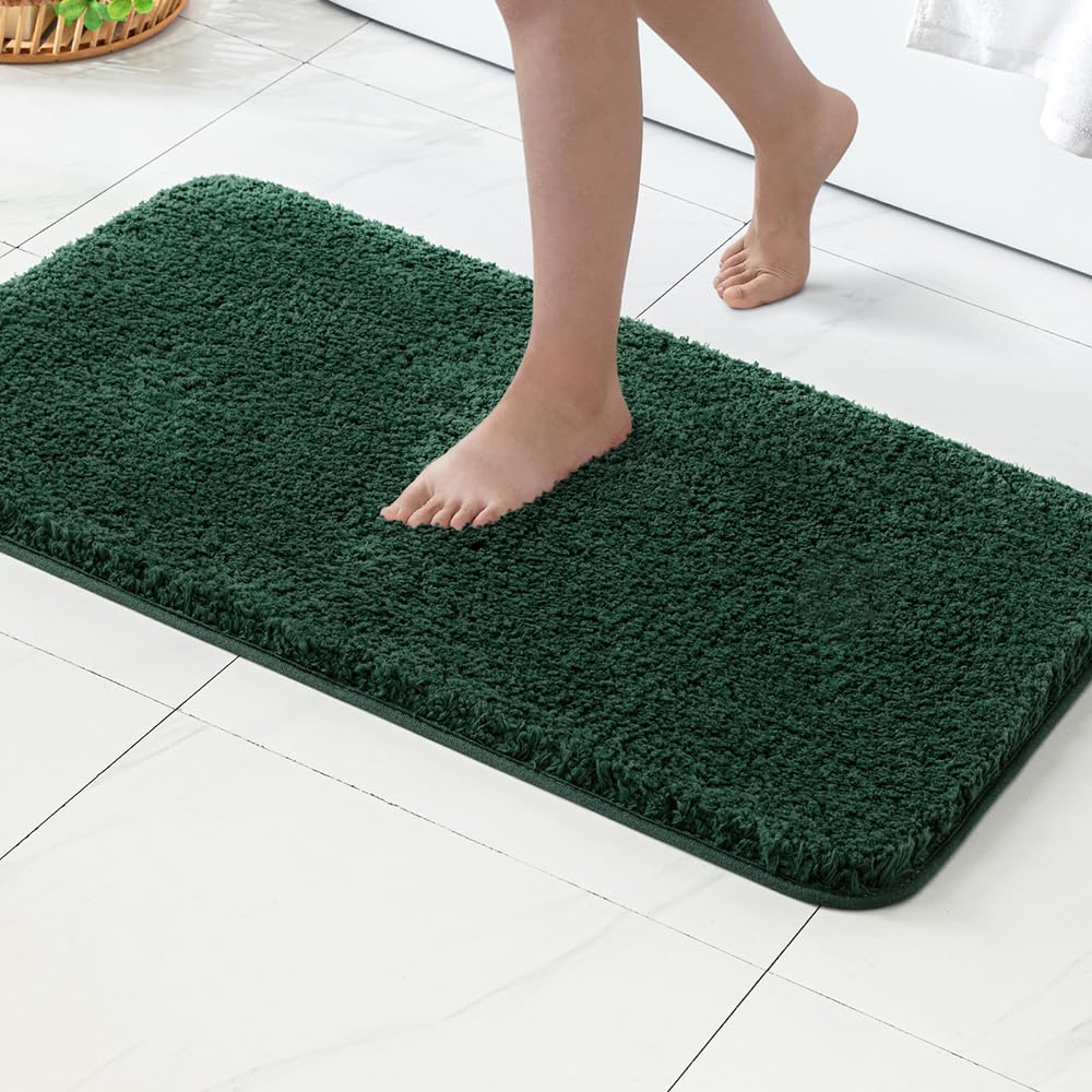 MIULEE Bath Mat Non Slip Absorbent Bathroom Soft luxurious Shower Small Mat Doormat Inside Rugs Kitchen Rugs Carpet Mat Washable for Bathroom Bedroom Kitchen Entrance 70x120 cm Deep Green