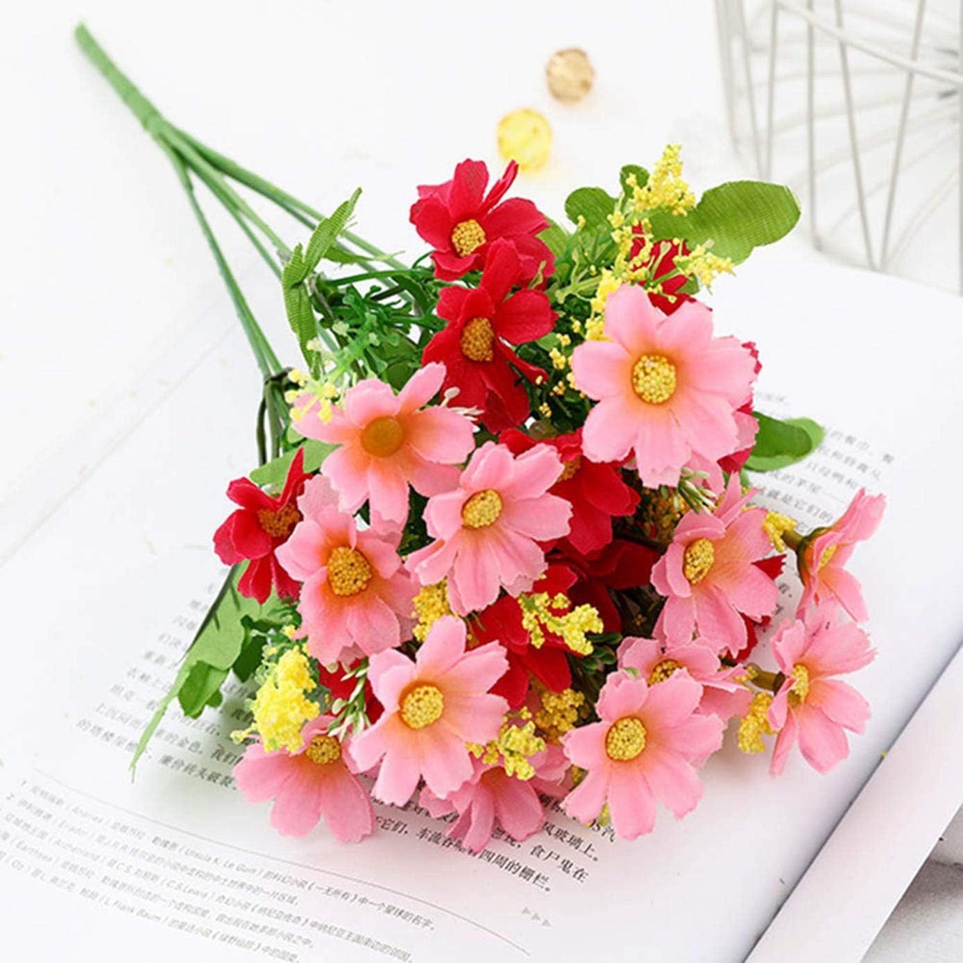 dfgjdryt 1 pcs Artificial Flower Faux Silk Daisy Wildflowers Greenery Shrubs Plants Plastic Bushes Indoor Farmhouse Outside Garden Planter Decor for Home Decoration(None F2 powder)