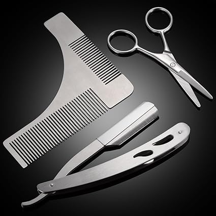 beard grooming kit with straight razor