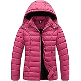 ALPIXIS Women's Quilted Down Coat Waterproof Warm Thicken Flannel Lined with Detachable Hood Windproof Winter Puffer Jacket