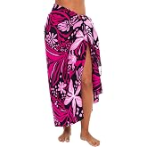 Back From Bali Womens Print Sarong Swimsuit Beach Cover Up Wrap Skirt Pareo with Coconut Clip