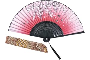 AWESEA Folding Hand Fans for Women Foldable, Paper fans handheld, Chinese Fan & Japanese Fan for Party, Bamboo Silk Hand Folding Fan for Wedding & Home Decoration
