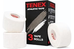 Tenex Athletic Tape – 3 Rolls 1.5" x 30FT White Finger, Wrist & Ankle Sports Tape with Zig-Zag Easy Tear Edge – 100% Cotton, 