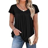 IN'VOLAND Plus Size Womens Ruffle Sleeve Tunic Tops V Neck Summer Shirts Floral Print Tops Dressy Blouse