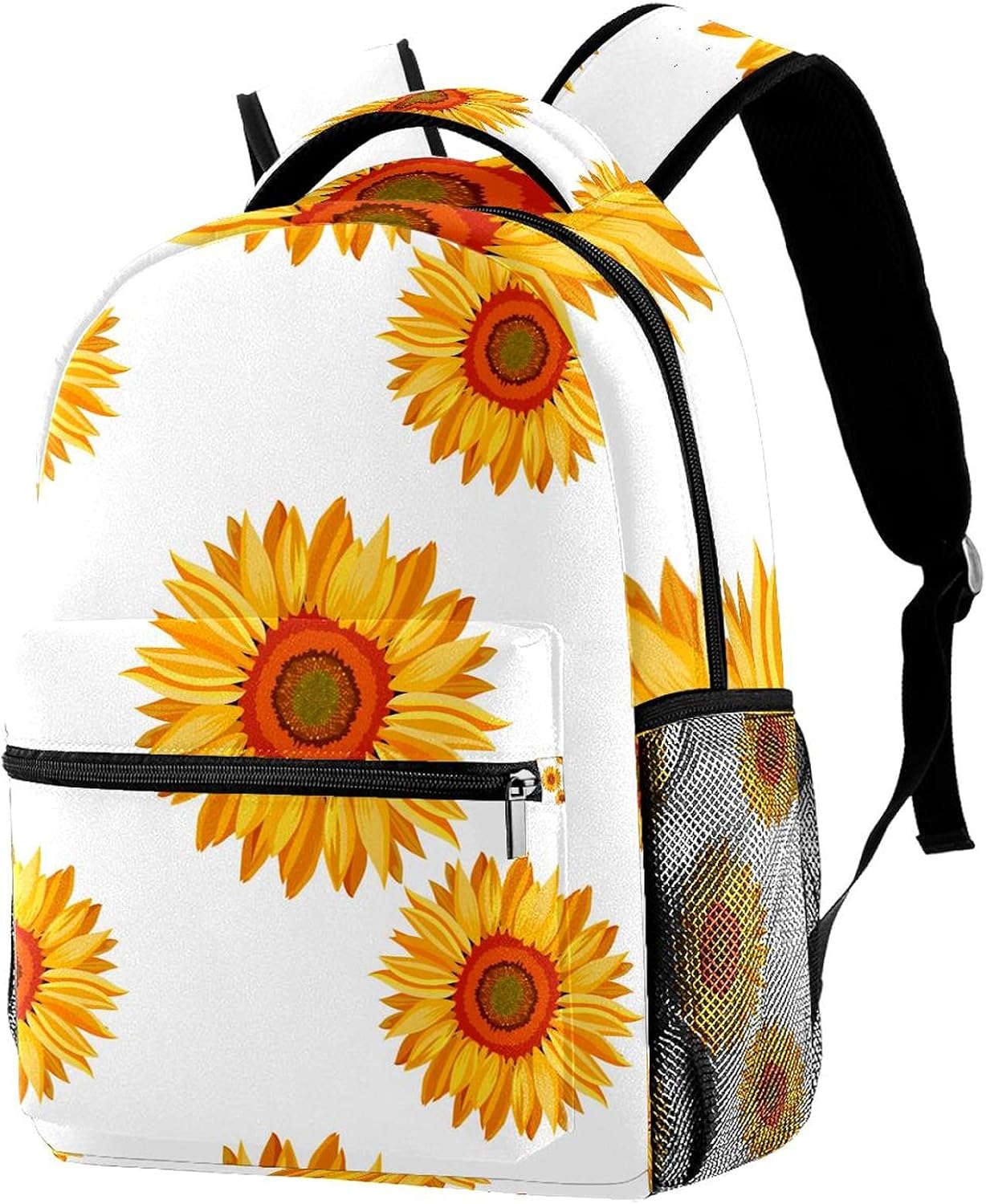 Yellow Sunflower School Backpack For Unisex Women Men, Bookbag With