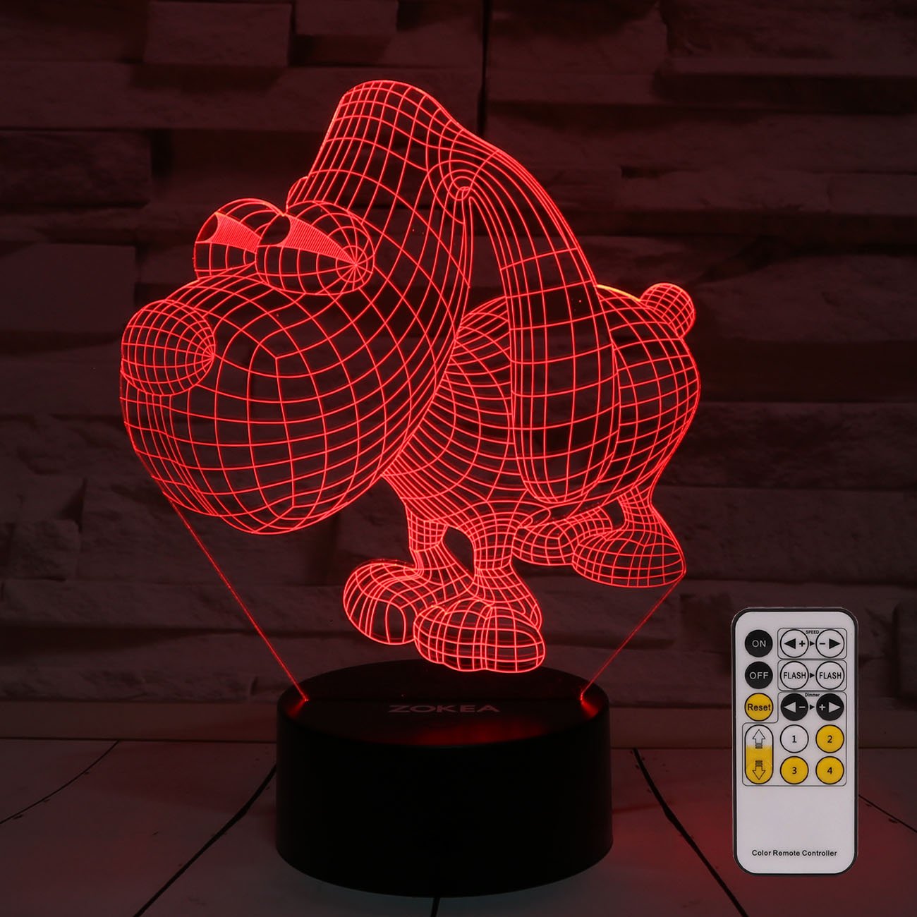 Night Light 3D lamp 7 Colors Changing Nightlight with Smart Touch & Remote Control 3D Night Light for Kids or as Gifts for Women Kids Girls Boys (Cute Dog)