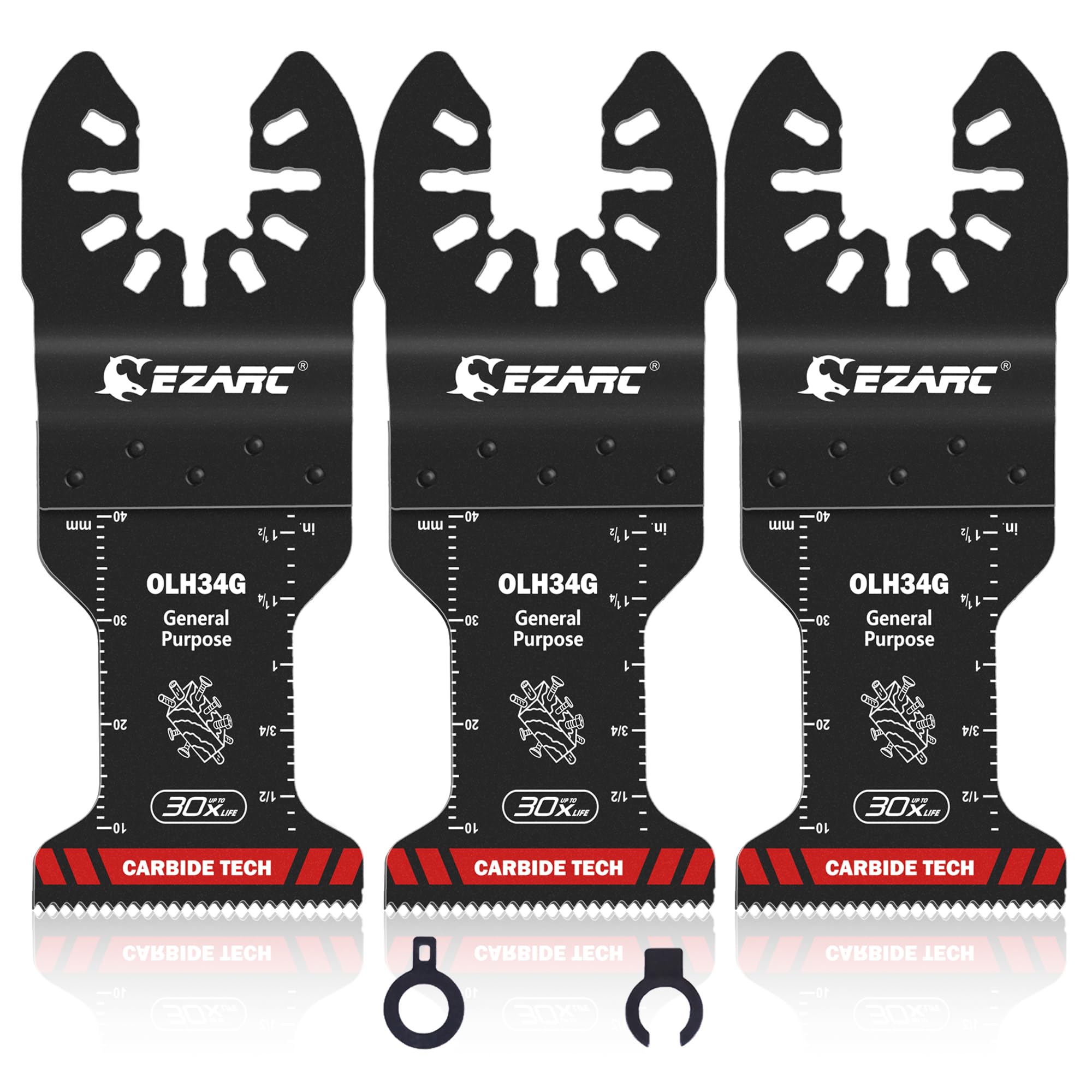 EZARC Carbide Oscillating Saw Accessories, General Purpose Multi Tool Accessories Quick Release for Metal, Nails, Wood, Plaster, Drywall and PVC, 3-Pack
