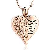 Rstnxnnl Love Heart Cremation Jewelry Urn Necklaces Wing Urn Necklaces for Ashes Memorial Keepsake Pendant for Women Men Gifts With Funnel Kit & Bag