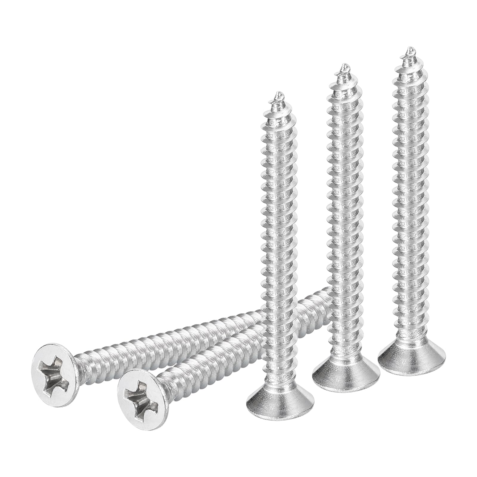 DTGN 50Pcs M3.5x35mm Flat Head Wood Screws, 304 Stainless Steel Phillips Self Tapping Screws - Good for Woodworking, Furniture - Silver โ image 1