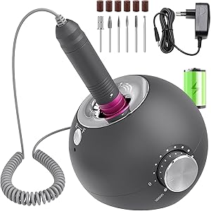 Elektrische Nagelfräser für Gelnägel , 35000 U/Min Wiederaufladbare Nagelfeile für Acrylnägel, Kallus, Nagelhaut Entfernen, Anfänger DIY, Nagelstudio, 6 in 1 Nagelpflege Maniküre Pediküre Set -Grau