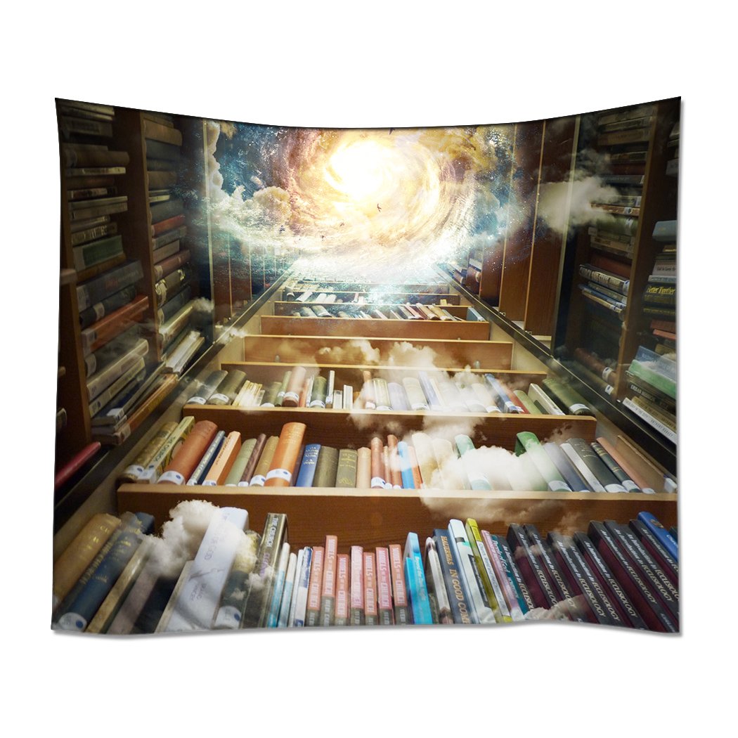 YISUMEI 150 x 130 cm tapestry wall hanging table curtain wall decor table couch cover picnic blanket beach throw library book shelf books knowledge Galaxy