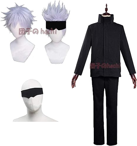 Amazon 団子のhachi 呪術廻戦 じゅじゅつかいせん 五条悟 ごじょう さとる 特級呪術師 五条先生 コスプレ Cosplay コスチューム 学園祭 文化祭 イベント 服 ウィッグ 男m コスプレ 仮装 通販