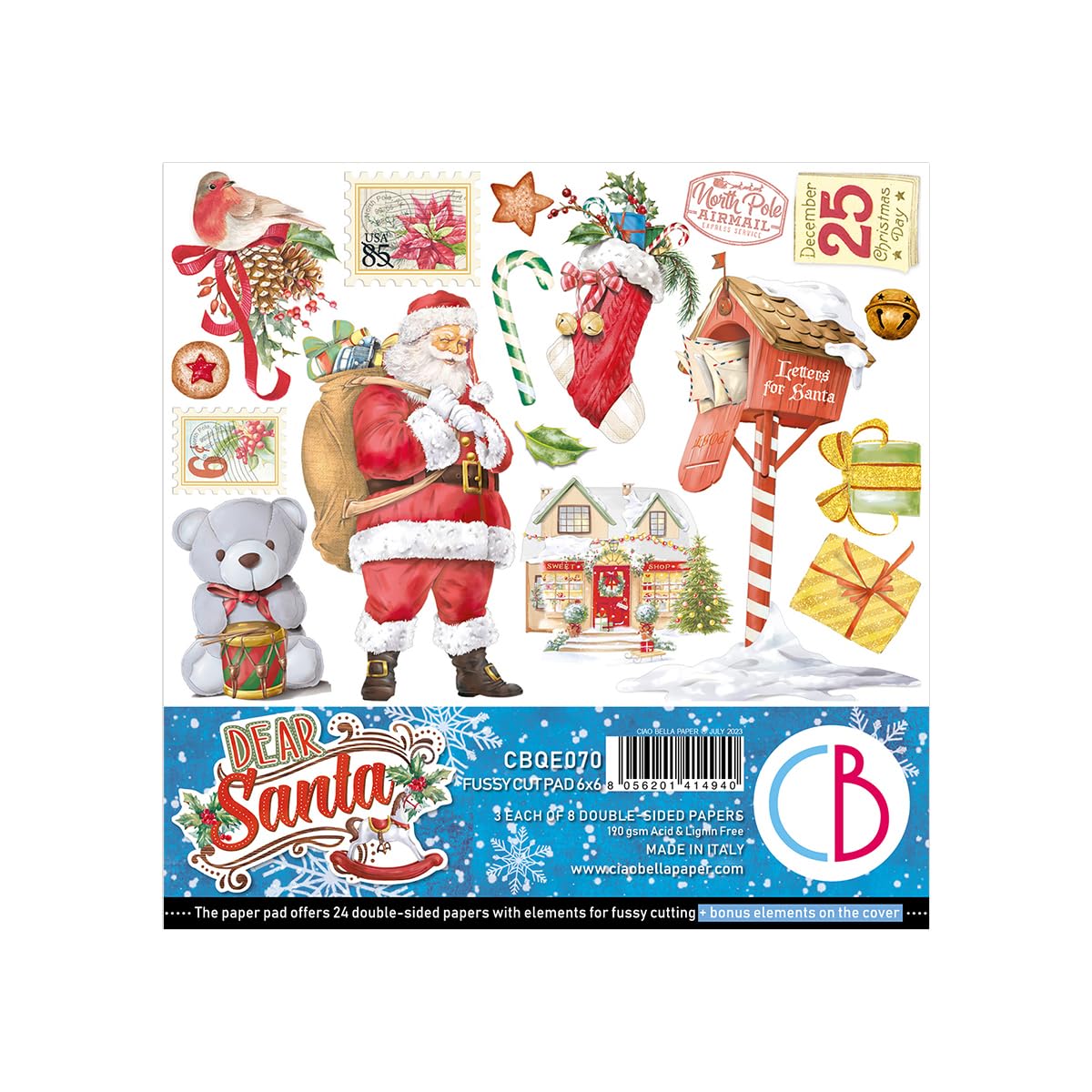 Ciao Bella Dear Santa 6"x6" Fussy Cut Christmas Pad - 190gsm