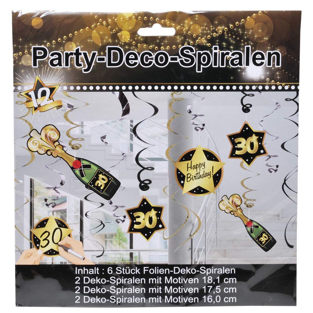 Udo Schmidt 13031 Party Spirals – 14 g – Black/Gold – Number 30, Multicoloured
